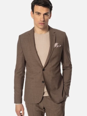 MARYNARKA LONDRES BEŻOWA SUPER SLIM FIT JEDNORZĘDOWA Z WEŁNĄ Recman