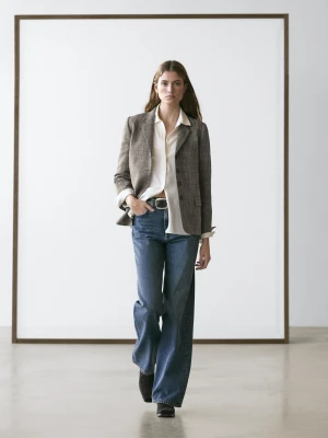 Marynarka Melanżowa Z Wełną - Szary - - Massimo Dutti - Kobieta