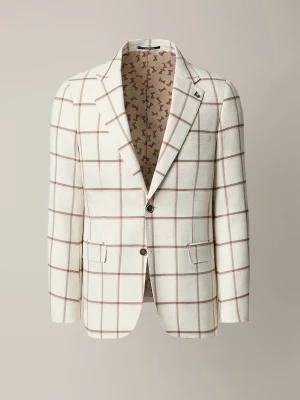 Marynarka Męska Beżowa w Kratę Clusone Lancerto