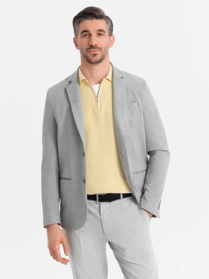 Marynarka męska elegancka z dekoracyjnymi guzikami na mankietach -  szara V2 OM-BLZB-0114
 -                                    S Ombre