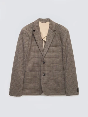 Marynarka męska z dodatkiem wełny w kratę brązowa Branson 803 BIG STAR