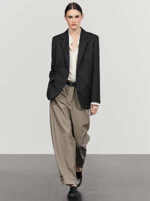 Marynarka Na Dwa Guziki Ze 100% Wełny Extra Fine - Czarny - Massimo Dutti - Female