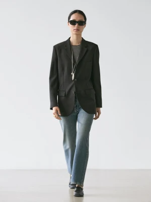 Marynarka Na Trzy Guziki Ze 100% Wełny - Czarny - - Massimo Dutti - Kobieta