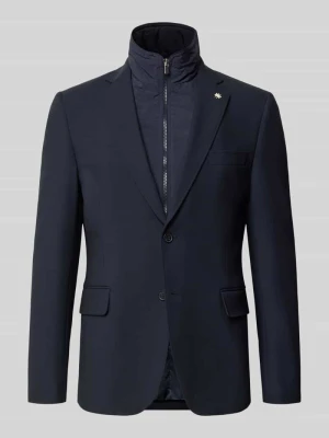 Marynarka o kroju slim fit z dodatkiem wiskozy Manuel Ritz Granatowy