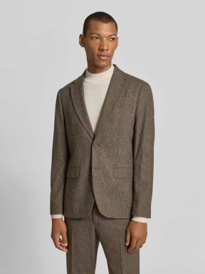 Marynarka o kroju slim fit z kieszenie z patką z wełna Selected Ciemnobrązowy
