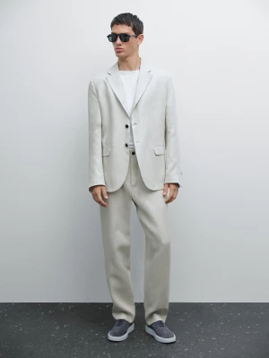 Marynarka Od Garnituru 100% Len - Jasny Beż - - Massimo Dutti - Mężczyzna