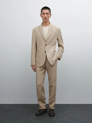 Marynarka Od Garnituru 100% Len - Piaskowy - - Massimo Dutti - Mężczyzna
