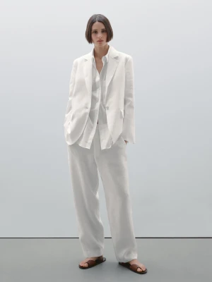 Marynarka Od Garnituru 100% Len - Surowy - - Massimo Dutti - Kobieta