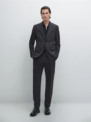 Marynarka Od Garnituru W Kratkę Ze 100% Wełny - Granatowy - - Massimo Dutti - Mężczyzna