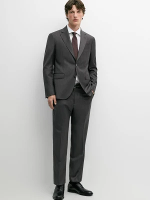 Marynarka Od Garnituru W Paski Ze 100% Wełny - Brudnoszary - Massimo Dutti - Male