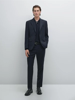 Marynarka Od Garnituru W Pepitkę - Granatowy - - Massimo Dutti - Mężczyzna