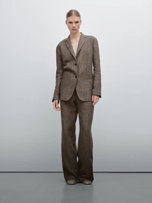 Marynarka Od Garnituru W Prążki - Szarobrązowy - - Massimo Dutti - Kobieta