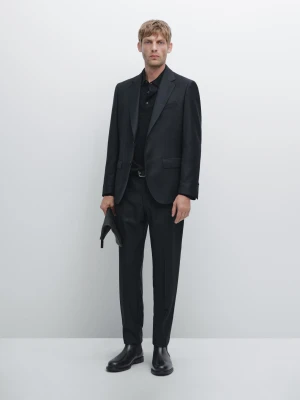 Marynarka Od Garnituru Z Drobną Fakturą - Granatowy - - Massimo Dutti - Mężczyzna
