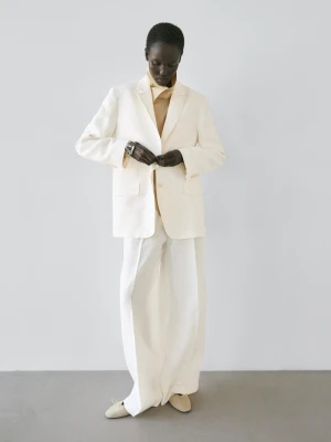 Marynarka Od Garnituru Z Lnu - Biały Złamany - - Massimo Dutti - Kobieta