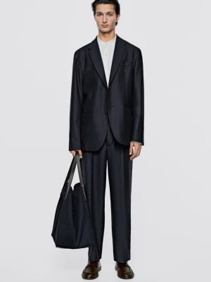 Marynarka Od Garnituru Z Mieszanki Wełny - Limited Edition - Granatowy - Massimo Dutti - Male