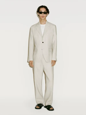 Marynarka Od Garnituru Ze 100% Lnu − Limited Edition - Piaskowy - - Massimo Dutti - Mężczyzna