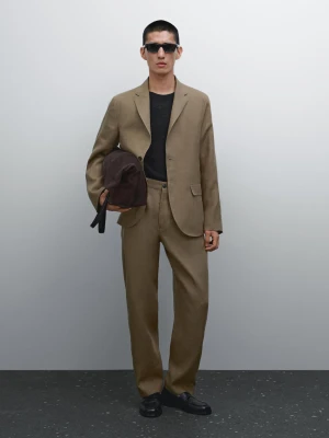 Marynarka Od Garnituru Ze 100% Lnu - Opalony - - Massimo Dutti - Mężczyzna
