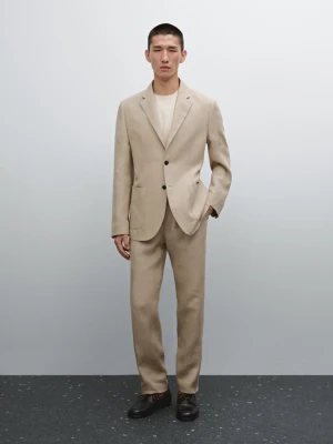 Marynarka Od Garnituru Ze 100% Lnu - Piaskowy - - Massimo Dutti - Mężczyzna