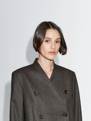 Marynarka Od Garnituru Ze 100% Wełny - Brązowy - - Massimo Dutti - Kobieta