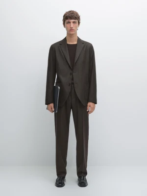 Marynarka Od Garnituru Ze 100% Wełny - Czekoladowy - - Massimo Dutti - Mężczyzna