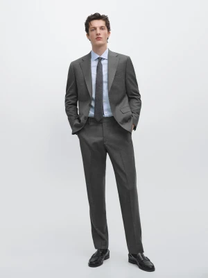 Marynarka Od Garnituru Ze 100% Wełny Fresca - Szary - Massimo Dutti - Male