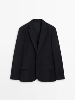Marynarka Od Garnituru Ze 100% Wełny - Granatowy - Massimo Dutti - Male