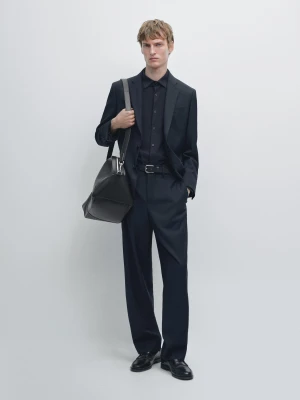 Marynarka Od Garnituru Ze 100% Wełny - Granatowy - - Massimo Dutti - Mężczyzna