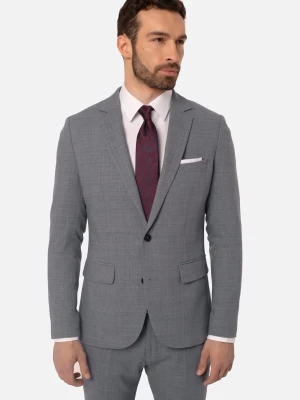 MARYNARKA OLMINI SZARA SLIM FIT JEDNORZĘDOWA Z WEŁNĄ Recman