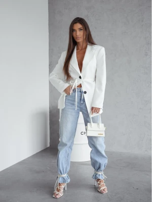 Marynarka oversize z wiązaniem AVIONA - biała  magmac 