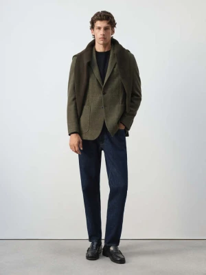 Marynarka regular fit z mieszanki wełny khaki - Mężczyzna - MANGO MAN
