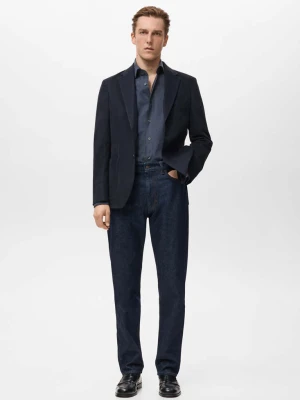 Marynarka slim fit bawełniana granatowy - Mężczyzna - - MANGO MAN