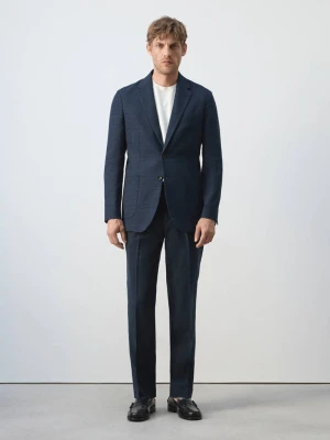 Marynarka slim fit z lnu i bawełny w paski granatowy - Mężczyzna - - MANGO MAN