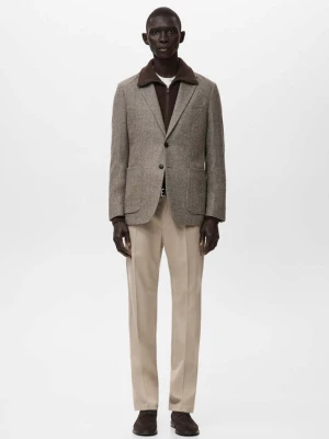 Marynarka slim fit z mieszanki wełny brązowy - Mężczyzna - - MANGO MAN