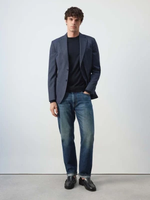 Marynarka slim fit z mieszanki wełny granatowy - Mężczyzna - MANGO MAN