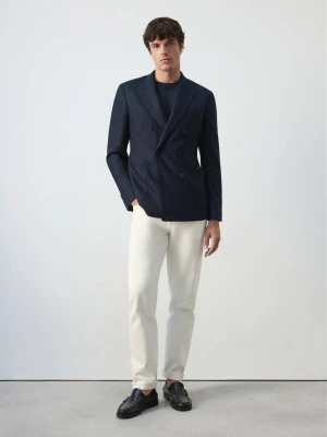 Marynarka slim fit z mieszanki wełny granatowy - Mężczyzna - MANGO MAN