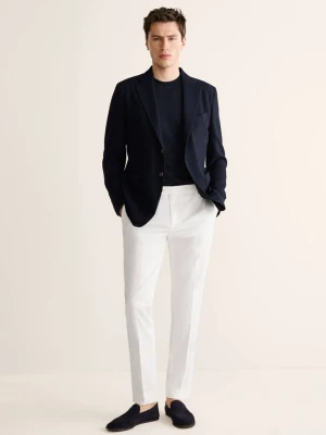 Marynarka slim fit z wełny granatowy - Mężczyzna - - MANGO MAN