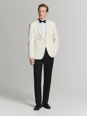 Marynarka smokingowa z wełny Slim Fit złamana biel - Mężczyzna - - MANGO MAN