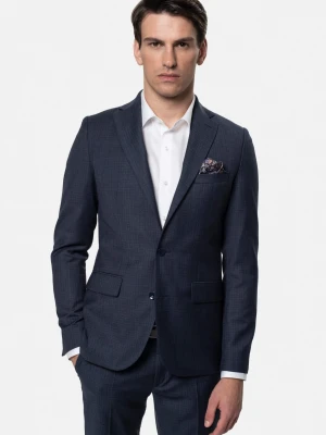 MARYNARKA TELAMO GRANATOWA SLIM FIT JEDNORZĘDOWA Z WEŁNĄ Recman