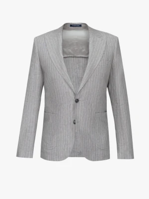 MARYNARKA TENNIS CLUB 101 SZARA SLIM FIT JEDNORZĘDOWA Z LNU Recman