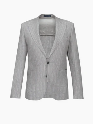 MARYNARKA TENNIS CLUB 101 SZARA SLIM FIT JEDNORZĘDOWA Z LNU Recman