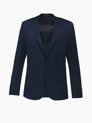 MARYNARKA TENNIS CLUB 102 GRANATOWA SLIM FIT JEDNORZĘDOWA Z BAWEŁNY Recman