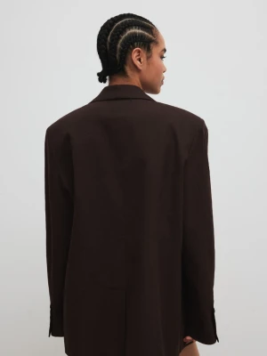 Marynarka typu oversize z lnem w kolorze INTENSE BROWN - HARLEY-S/M Marsala