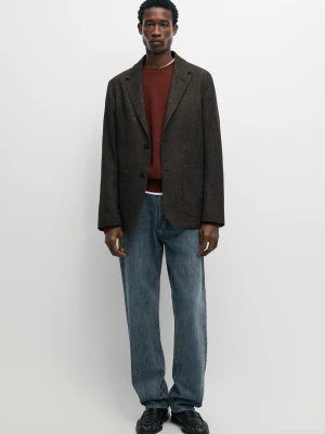 Marynarka Z Mieszanki Wełny W Jodełkę - Popielaty Brąz - Massimo Dutti - Male