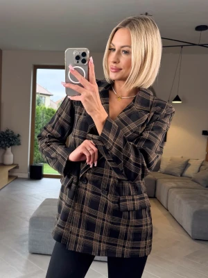 Marynarka w Kratę Brązowa Angie ClothStore
