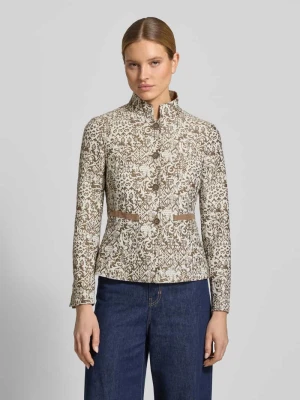 Marynarka w kratkę w kroju slim fit ze stójką WHITE LABEL