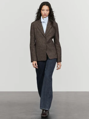 Marynarka W Kratkę Ze 100% Wełny - Brązowy - Massimo Dutti - Female