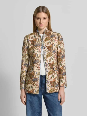 Marynarka w kroju slim fit z lnu ze stójką WHITE LABEL