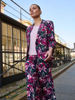 Marynarka w kwiaty granatowa Moodo