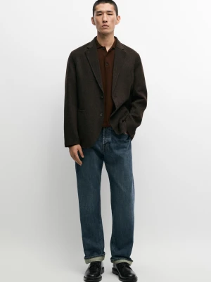 Marynarka W Pepitkę Z Mieszanki Wełny - Brązowy - Massimo Dutti - Male