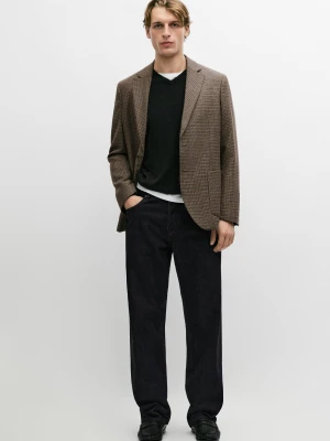 Marynarka W Pepitkę Ze 100% Wełny - Beżowy Pop - Massimo Dutti - Male